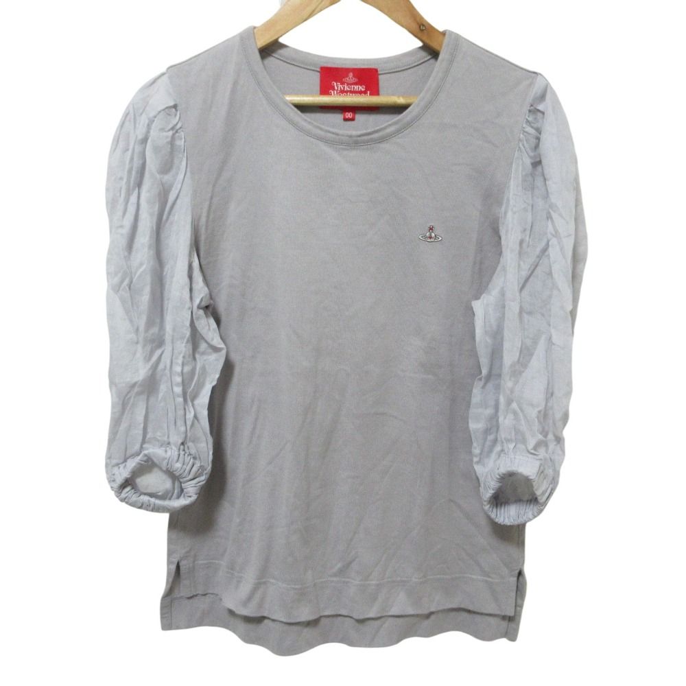 Vivienne Westwood RED LABEL ヴィヴィアンウエストウッド レッドレーベル 五分袖 シフォンスリーブ カットソー M グレー レディース 古着