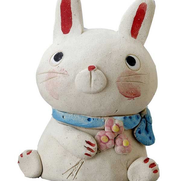 ぬいぐるみ・人形・置物 陶器製置物 手作りのウサちゃん（大） K5855