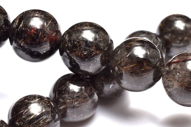 １点物 カラー 満杯内包 ブラックブロンズルチルクォーツ 9mm ブレスレット パワーストーン 天然石 _MB237