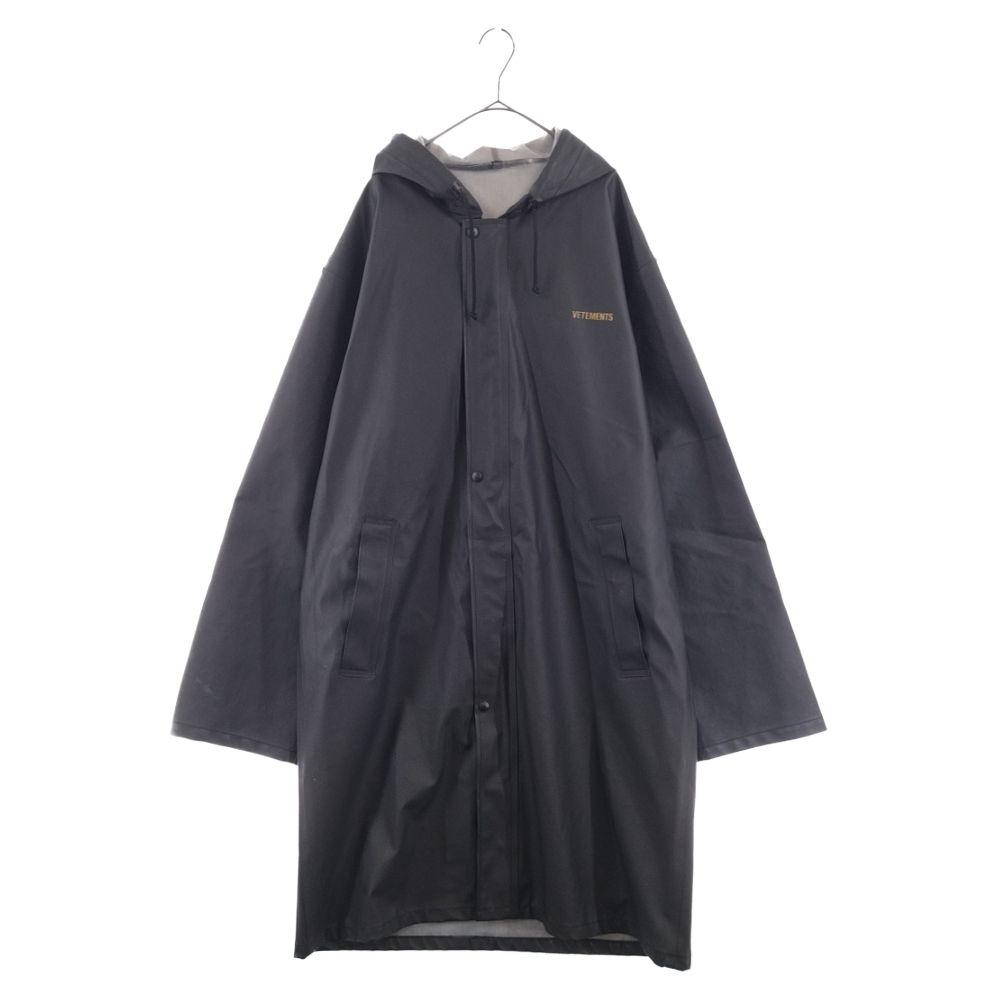 VETEMENTS ヴェトモン 18AW Oversized hooded raincoat オーバーサイズ ロゴ レインコート ブラック WAH18JA24