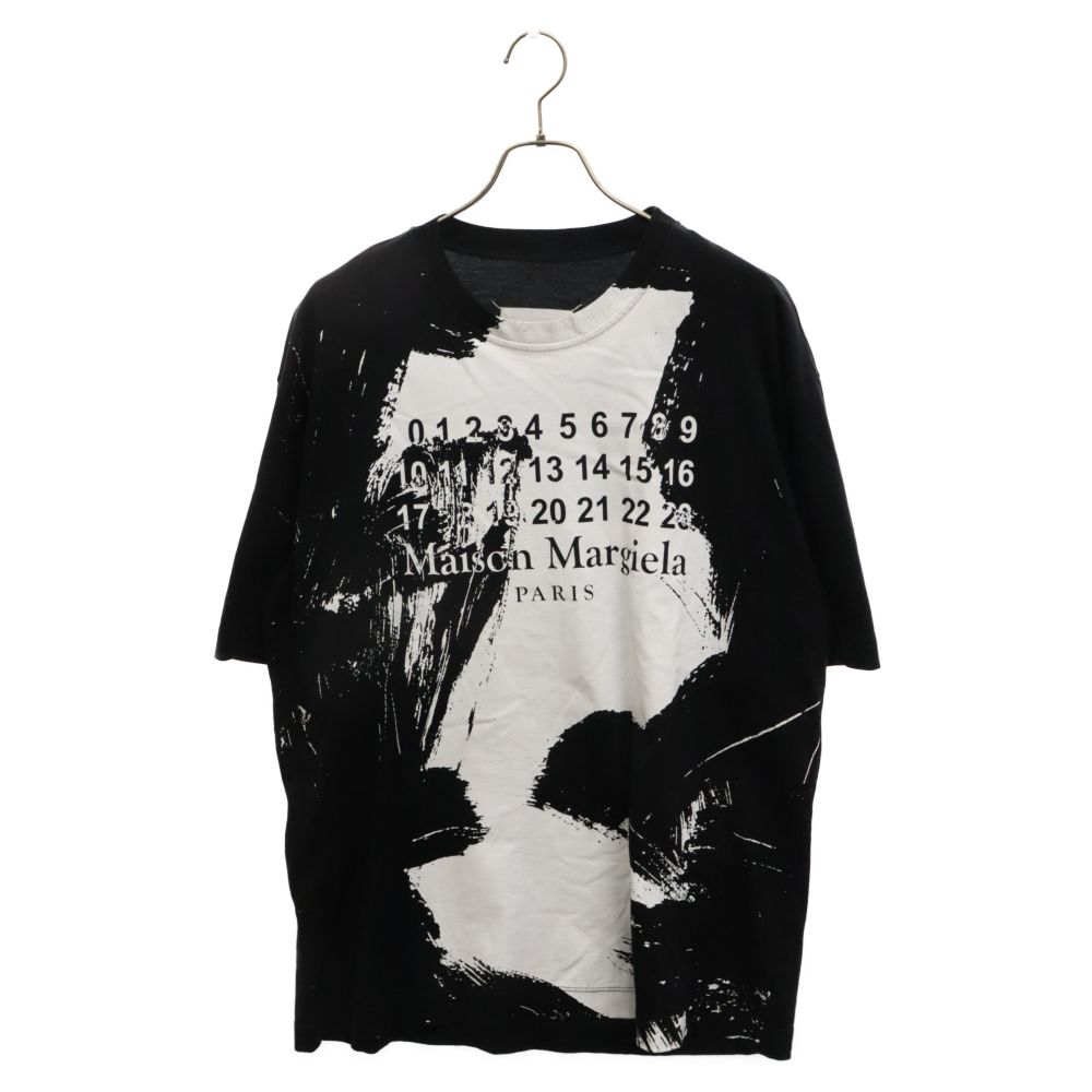 Martin Margiela (マルタンマルジェラ) 20SS ロゴペイント クルーネック半袖Tシャツ S29GC0282 ブラック/ホワイト