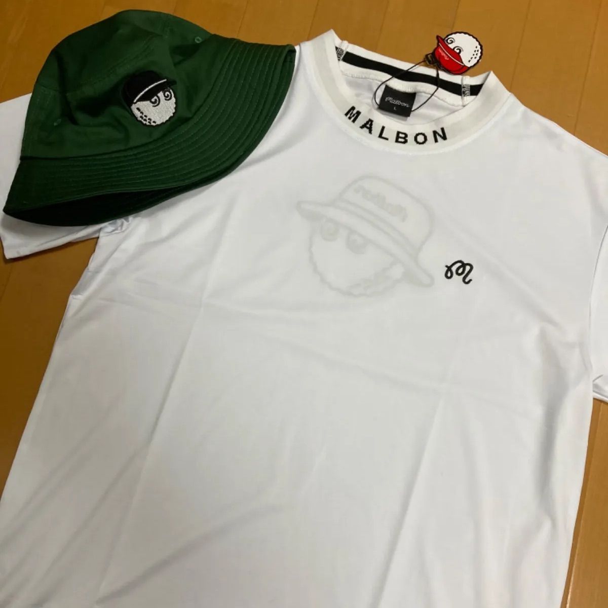 訳あり Malbongolf マルボンゴルフ モックネック Tシャツ 白 L