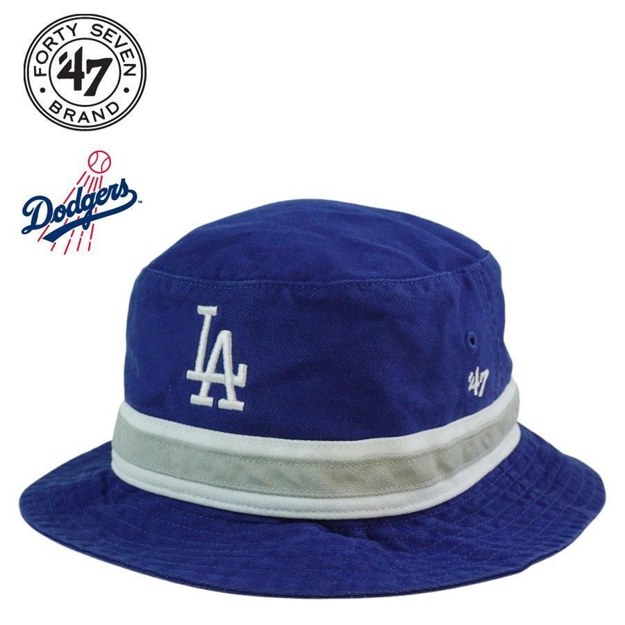 47BRAND フォーティーセブンブランド ロサンゼルス ドジャース DODGERS バケットハット LA バケハ 青 白 グレー コットン ワンポイント ロゴ MLB  メジャーリーグ