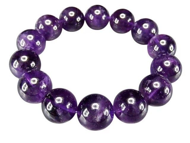 濃いロイヤル紫アメジスト超大玉約16mm天然石ブレスレット数珠メンズLLサイズ