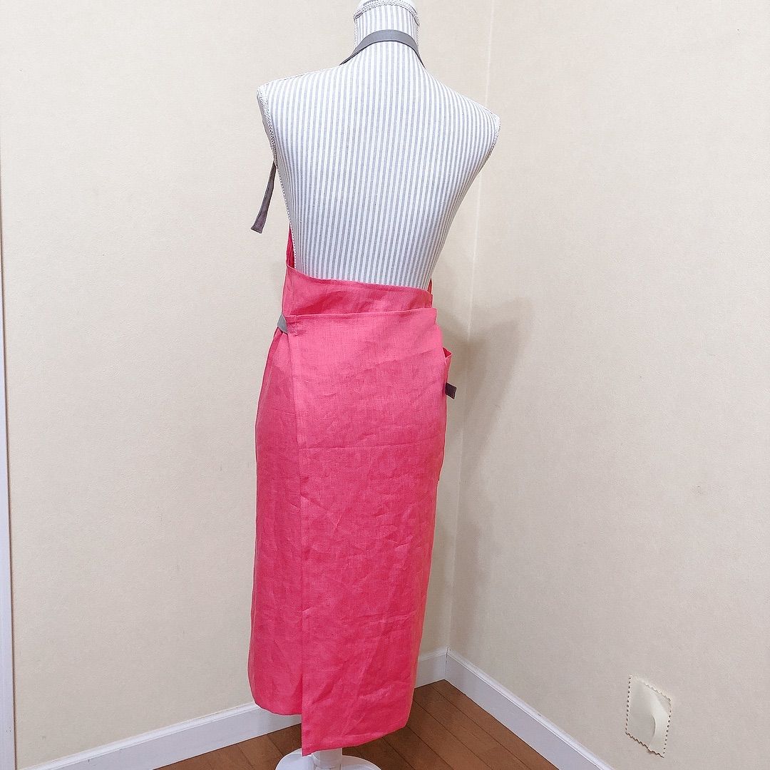 リネンのエプロン（ローズ）　ハンドメイド ハンドメイド リネンエプロン 大人用 ローズピンク - メルカリ