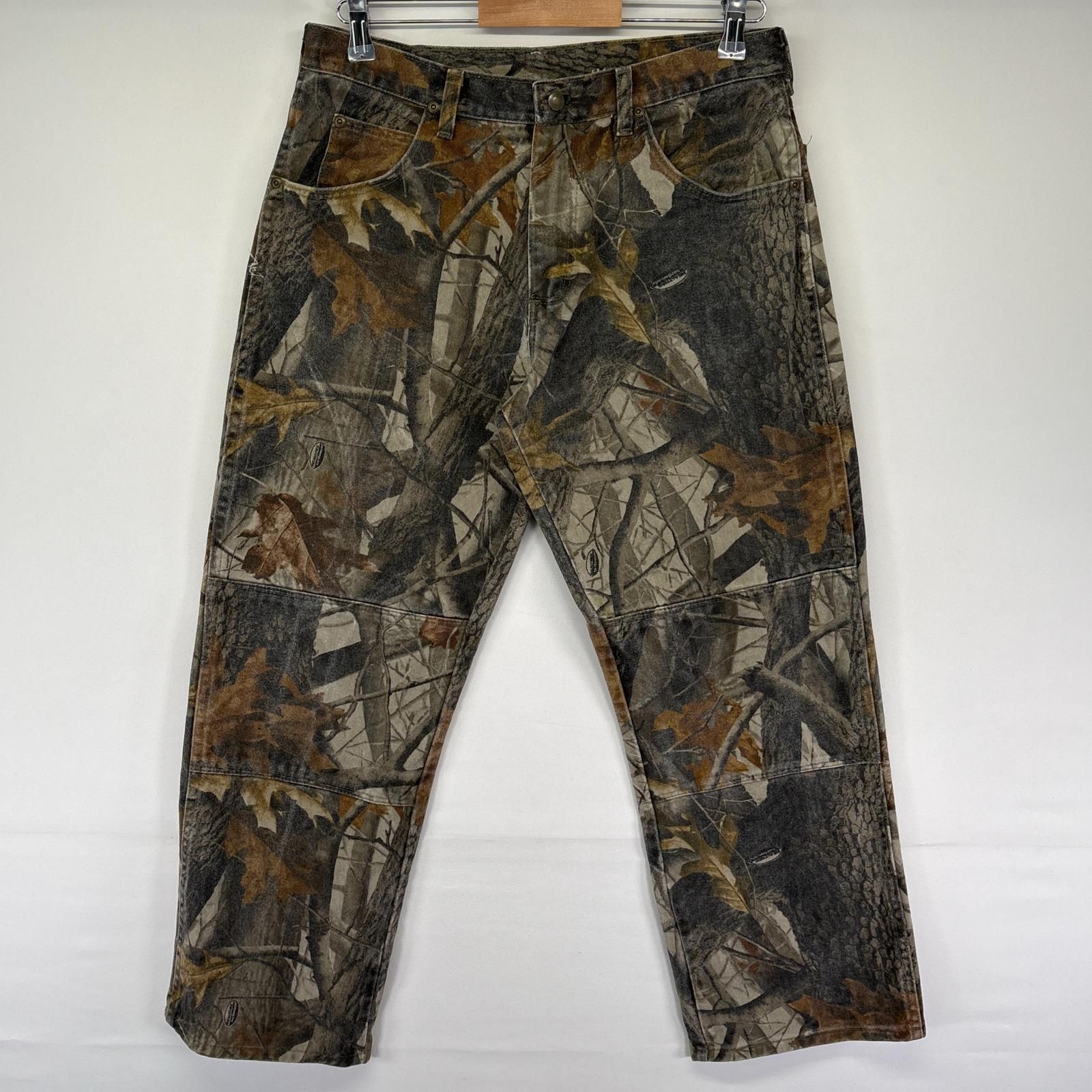 W34×L32】wrangler リアルツリーパンツ ダブルニー 切りっぱなし