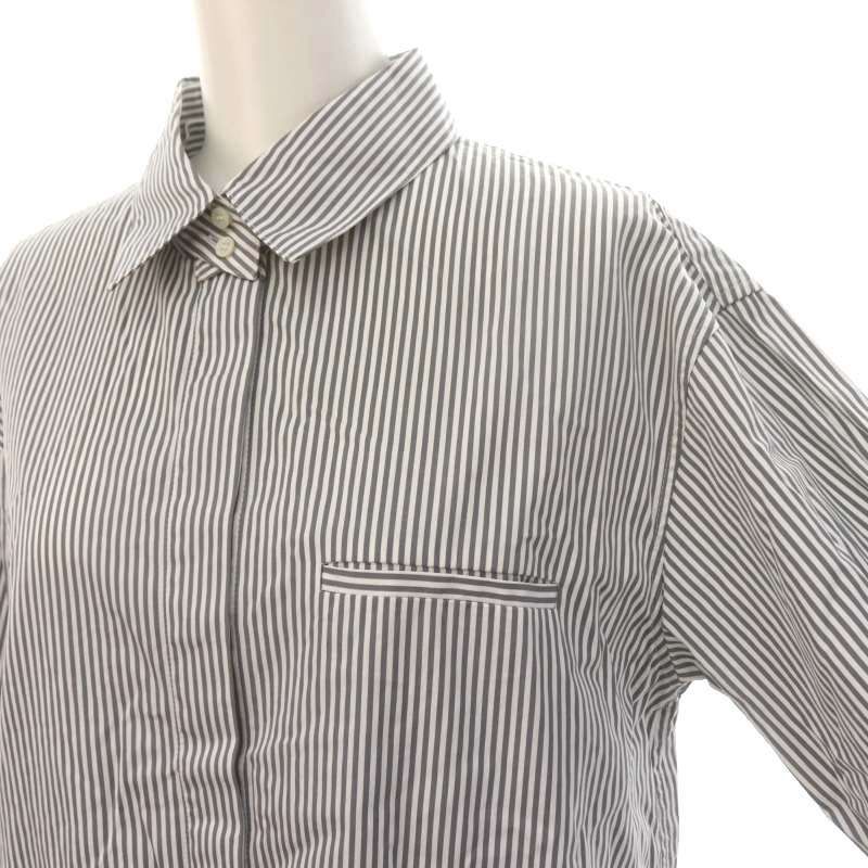エブール ebure ローガンコットンストライプシャツブラウス 長袖