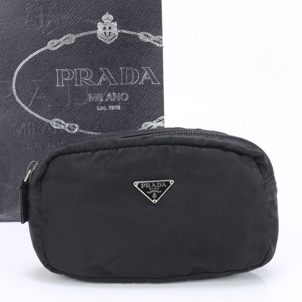 極 美品 PRADA プラダ 三角ロゴ 金具 ナイロン ミニ ハンドバッグ