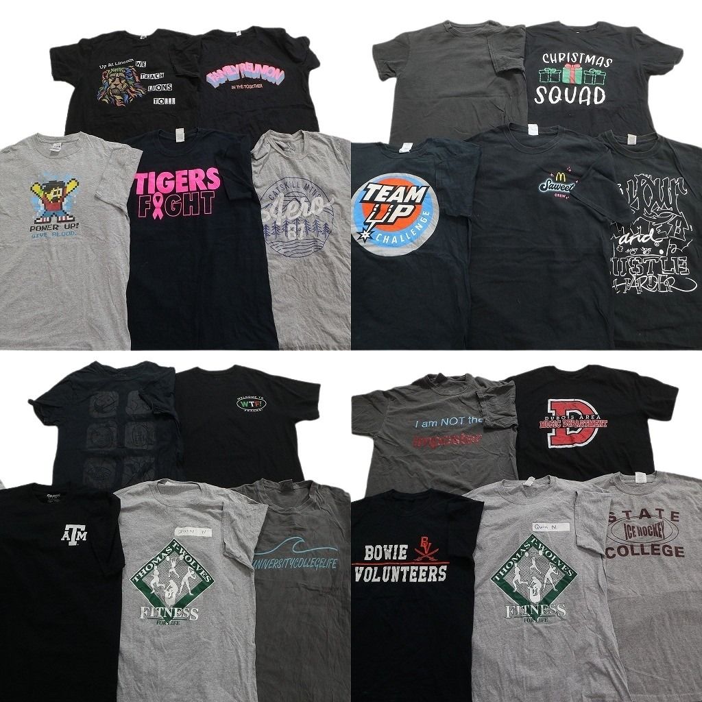 古着卸 まとめ売り 黒・グレー ボディ プリント 半袖Tシャツ 20枚セット (メンズ M ) マクドナルド 無地 ワンポイント 中古 古着 MX9919
