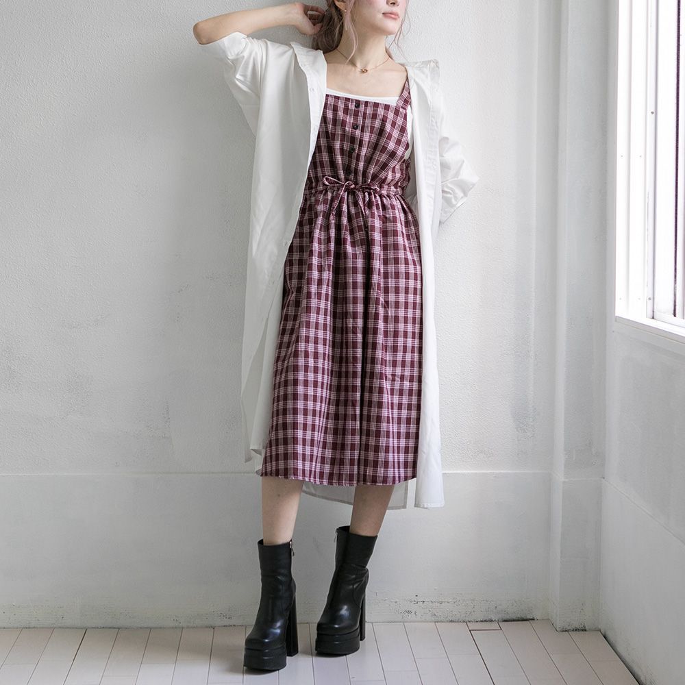 美品 バーバリー ノバチェック ワンピース　ジャンスカ デニム ピンク M 楽天市場】コットンツイル ビスチェ風 ワンピース レディース
