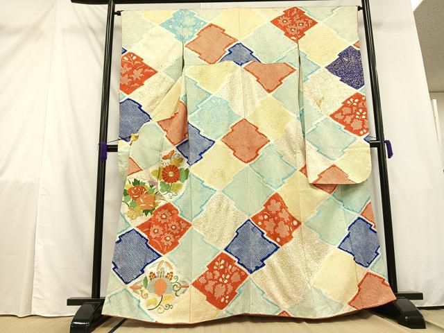 平和屋着物□豪華振袖 駒刺繍 絞り 草花文 金彩 正絹 逸品