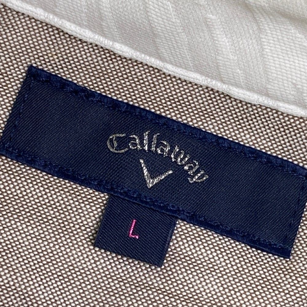 サイズ：L CALLAWAY キャロウェイ  長袖ポロシャツ ゼブラ柄 カーキ系 [240101438822] ゴルフウェア レディース ストスト サイズ：L CALLAWAY キャロウェイ 長袖ポロシャツ ゼブラ柄
