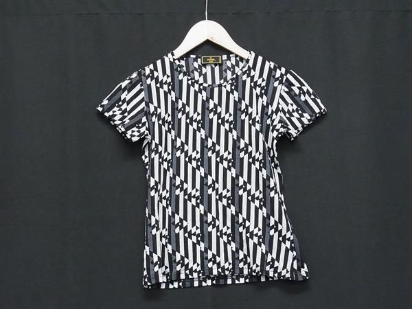 FENDI フェンディ ナイロン ストライプ 半袖 Tシャツ トップス 表記サイズ42 洋服 ブラック系×ホワイト系 FL8257