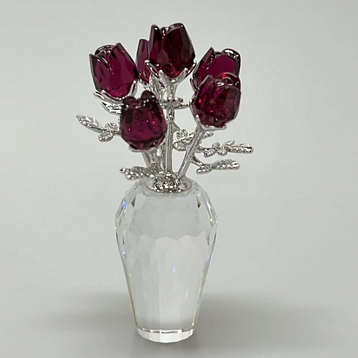 全品送料無料！ SWAROVSKI スワロフスキー 小物 - ボルドー×クリア×シルバー 置物 フラワー 花