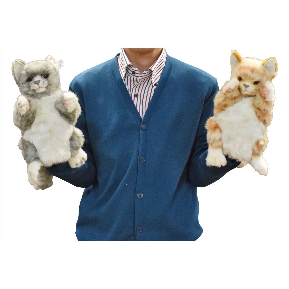 HANSA 7163 ネコ グレー30 ハンドパペット 全長：30cm CAT JACQU HP