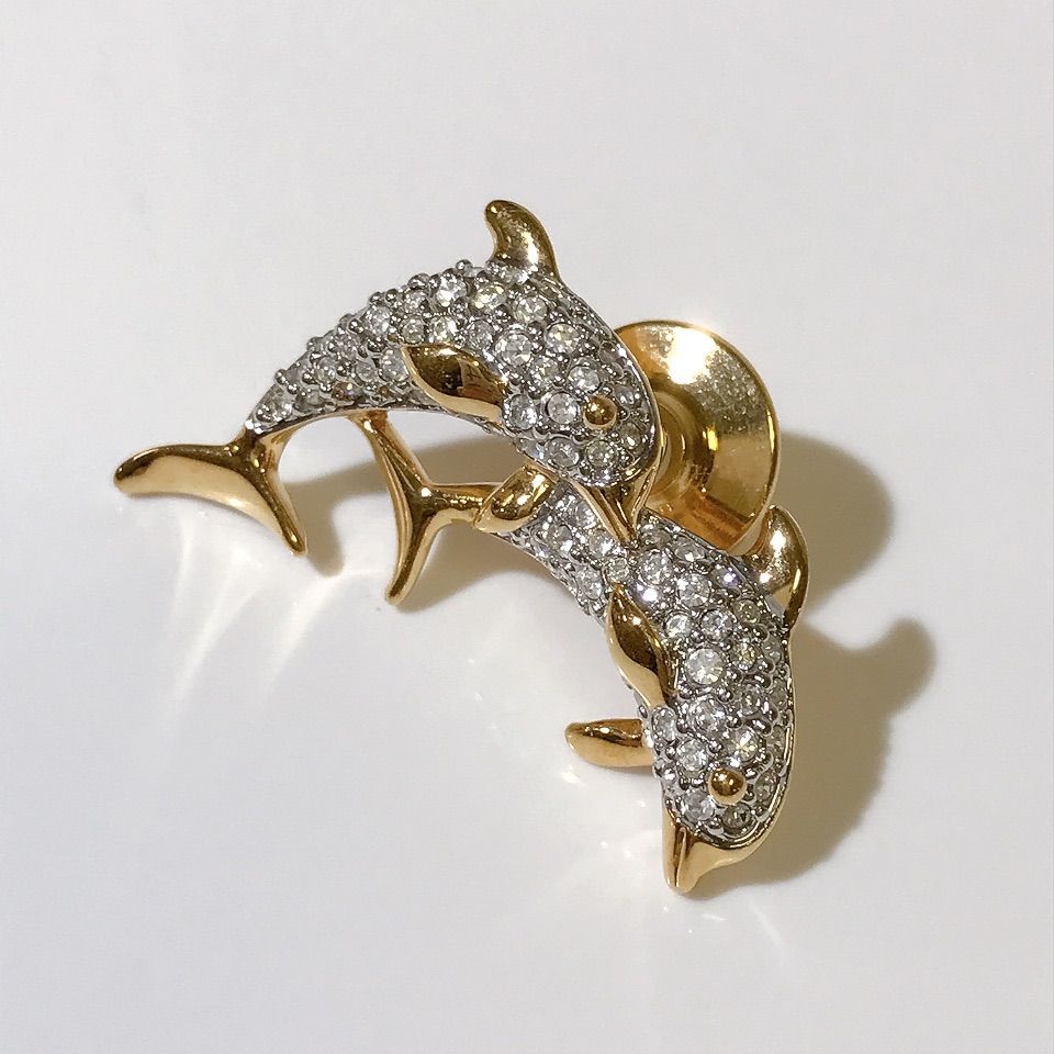 【美品】SWAROVSKI　スワロフスキー　イルカ　ピンブローチ　ゴールド スワロフスキー イルカピンブローチ｜Yahoo!フリマ（旧PayPay