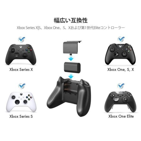 ElecGear Xboxコントローラー用リチウムイオンバッテリーパック、2個1200mAh Li-ion充電式交換用バッテリー電池、2本データおよび1  - メルカリ