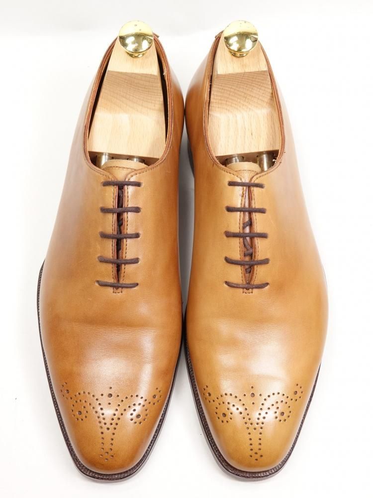 623 0925 使用数回 ジョージクレバリー クロケット製 ホールカット ライトブラウン カーフ 7.5E