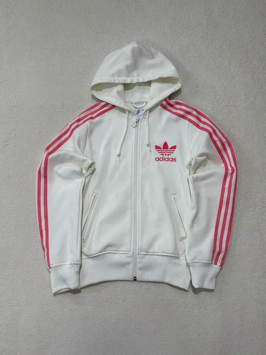 adidas アディダス ファイヤーバード 白 ピンク 薄ピンク ジャージ フード ジップアップ 95