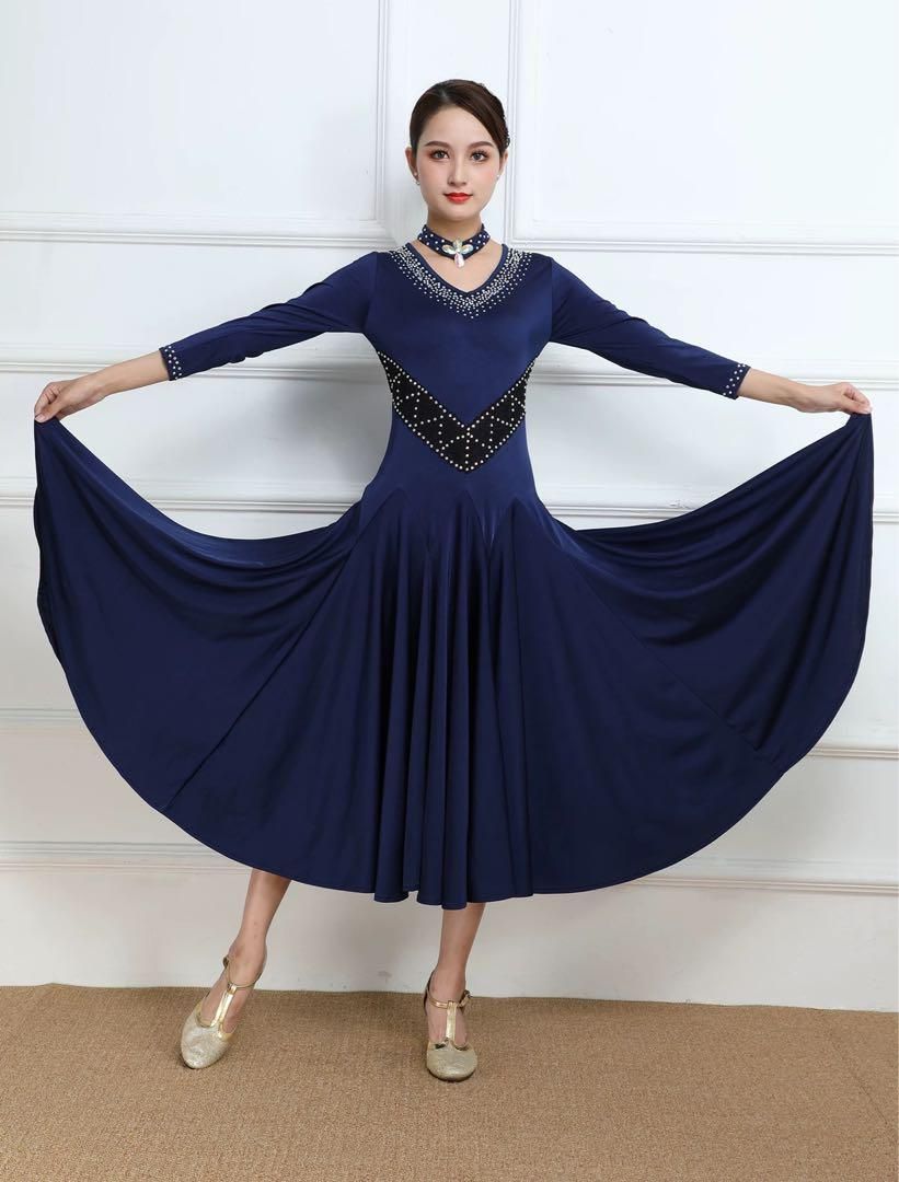 ♥ スタンダード練習着 ストーン付きで華やかなワンピース ダンスパーティーにも