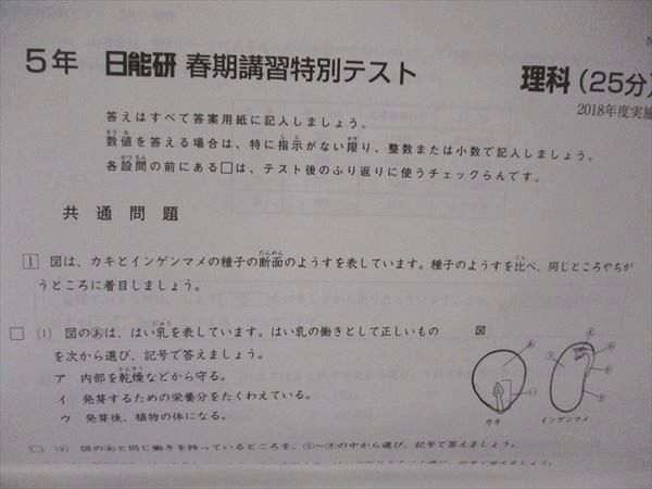 UK06-046 日能研 小5 5年 春期/夏期/冬期講習 特別テストセット 国語/算数/理科/社会 2018年度実施 30S2D - メルカリ