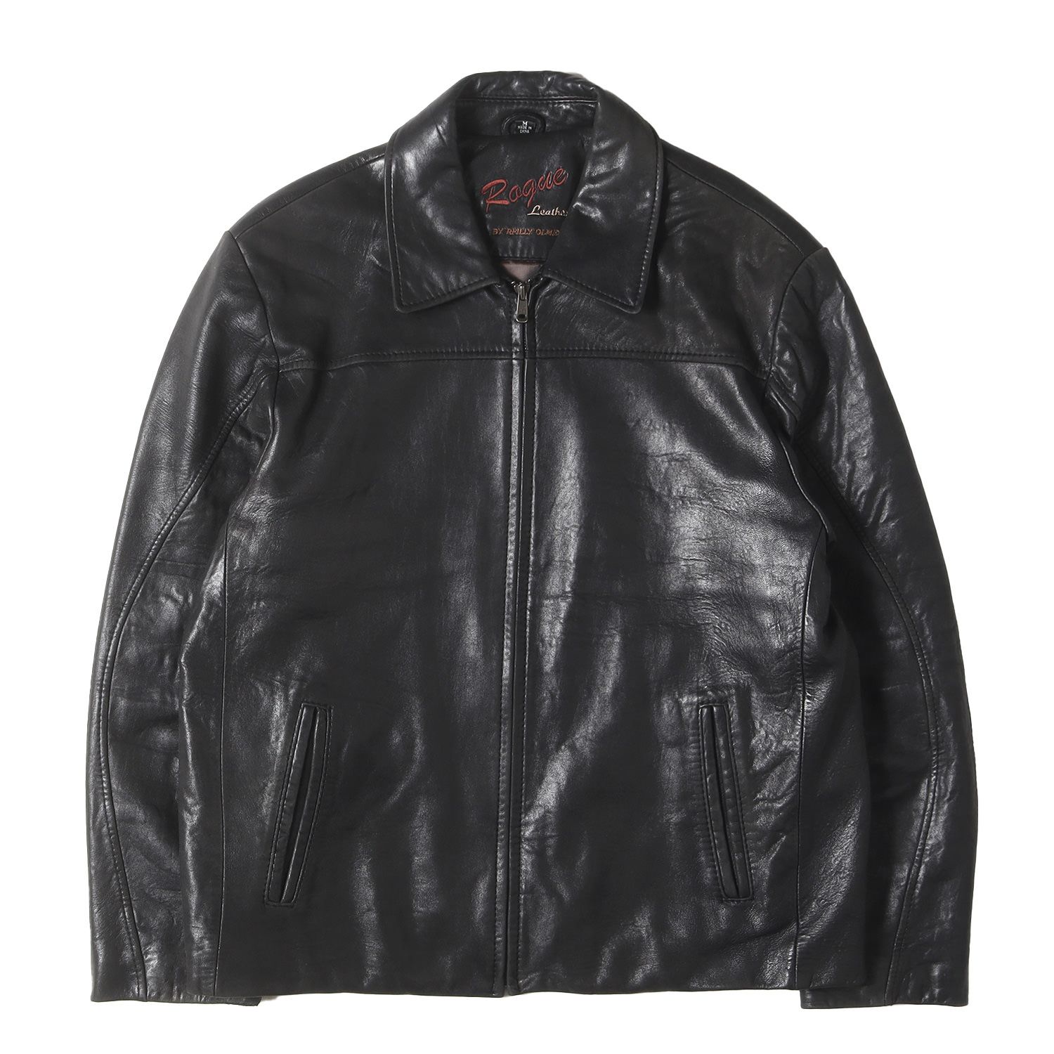 90s - 00s ヴィンテージ古着 雰囲気抜群 90s シープスキンレザー フルジップ ジャケット REILLY OLMES ブラック 黒 サイズ M 90年代 アウター ブルゾン 上着 メンズ