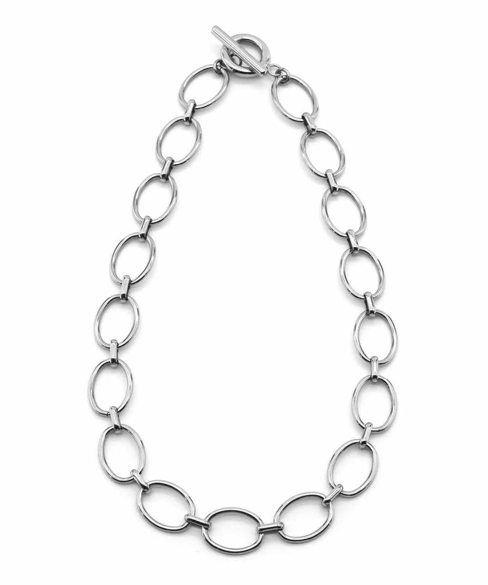 Color シルバー エルエイチエムイー ネックレス オーバルチャンキーチェーンネックレス サージカルステンレス 金属アレルギー対応 レディース シルバー