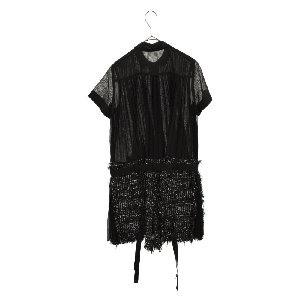 Sacai (サカイ) 22SS TWEED MIX CHIFFON SHIRT DRESS 22-06086
