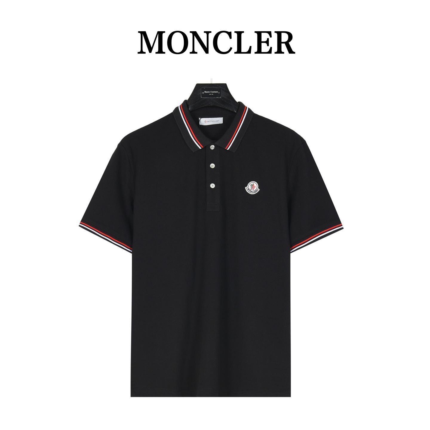 希少 MONCLER ナイロン ジャケット ロゴ リボン 丸襟 ダブルボタン 2 今日特価】Moncler / モンクレール 23ss クラシックロゴ襟リボン