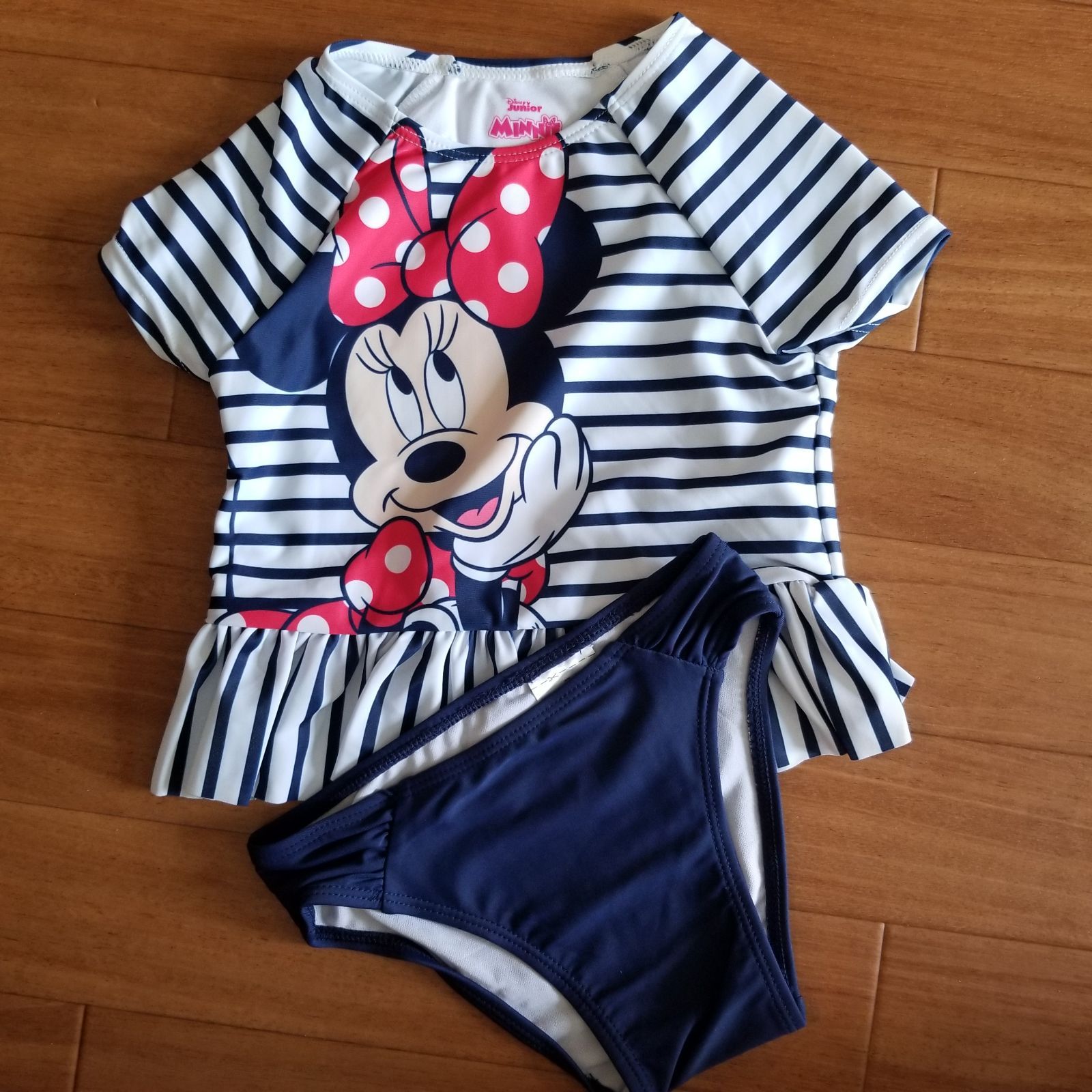 ミニーちゃん水玉ワンピース水着 青む