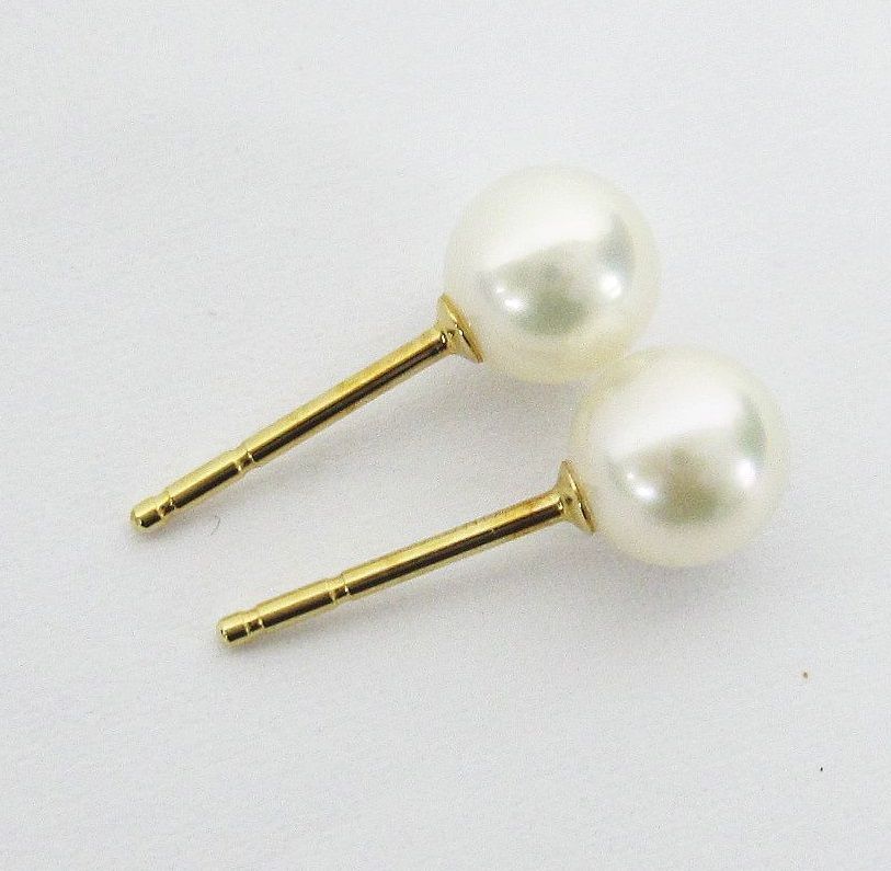 ミキモト K18 約6.0mmパール ピアス MIKIMOTO K18 パール ピアス パール直径約6mm 箱 ケース付き