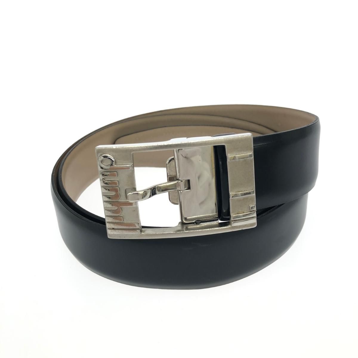 dunhill ダンヒル ベルト バックルロゴ シルバー 本革 ブラック