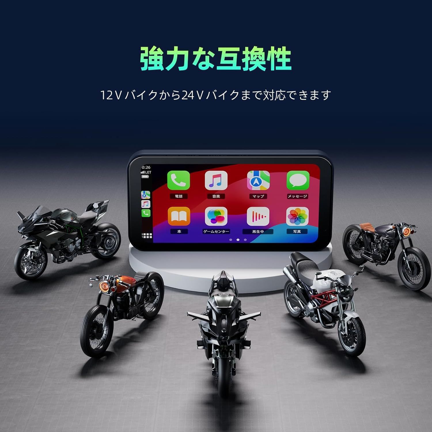 バイクディスプレイオーディオ 6.25インチIPSタッチスクリーン