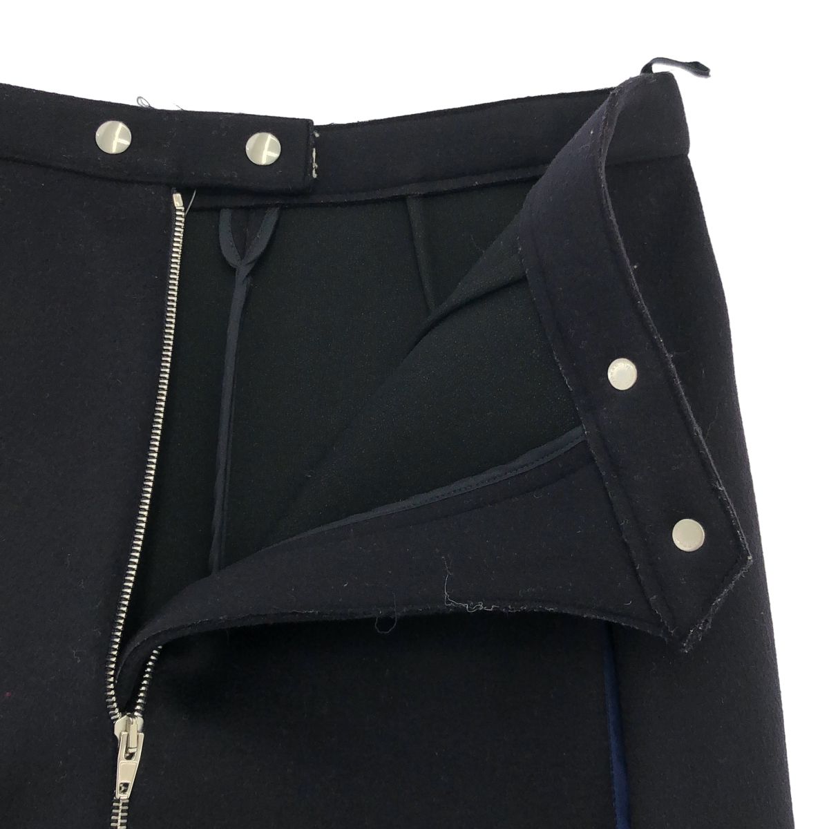 CELINE by Phoebe Philo セリーヌ フィービーファイロ フェルトウールフロントジップスカート 2 2H42|4318 ネイビー 36 HAPPYPLANETSERVICEAPARTMENTS_COM