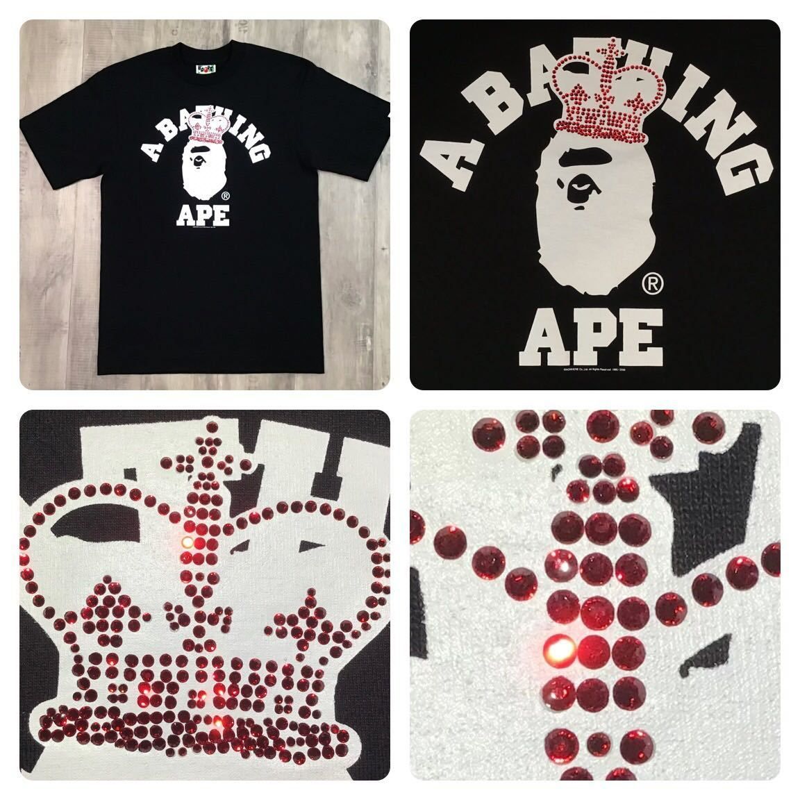 スワロフスキー クラウン カレッジロゴ Tシャツ Sサイズ 王冠 crown a bathing ape BAPE エイプ ベイプ swarovski  ラインストーン - メルカリ