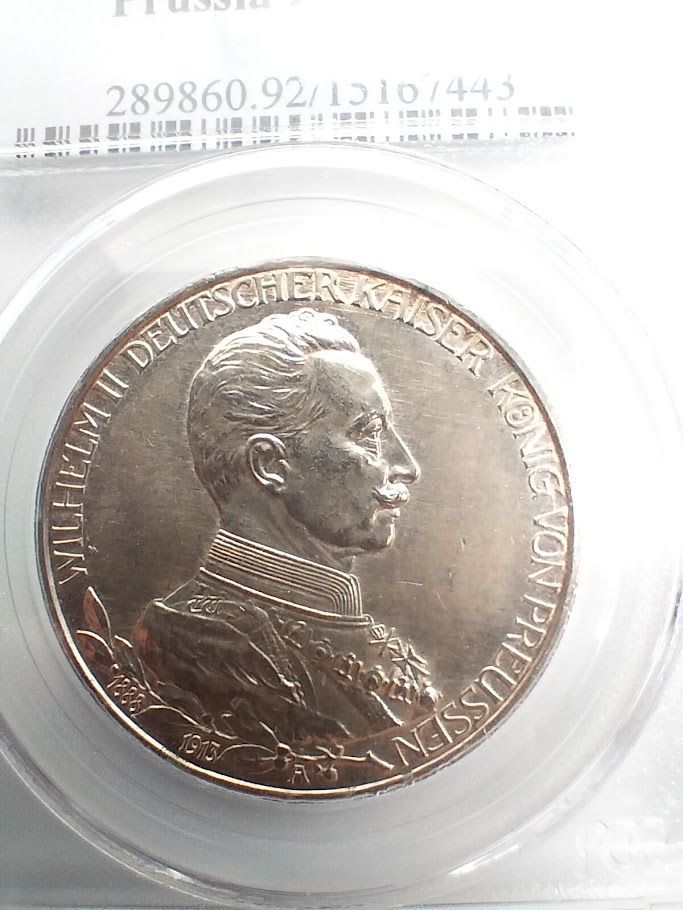 PCGS Genuine 1913 ドイツ ヴィルヘルム2世 在位25年 銀貨 1913年