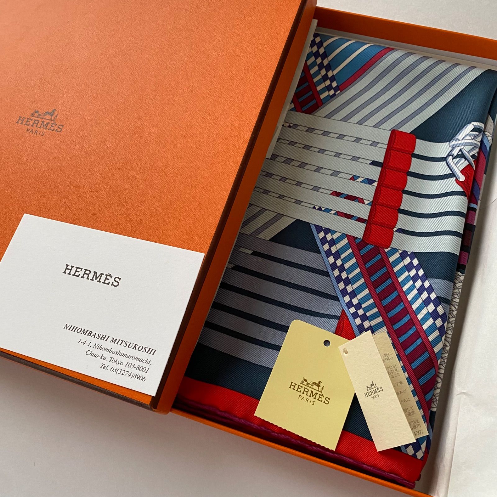 値下げ！【新品同様】HERMES エルメス カレ90 スカーフ SANGLES EN