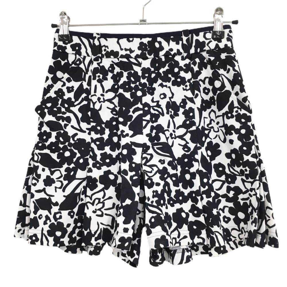 アダバット　花柄　パンツ 美品】アダバット ショートパンツ 白×ネイビー 花柄 ストレッチ