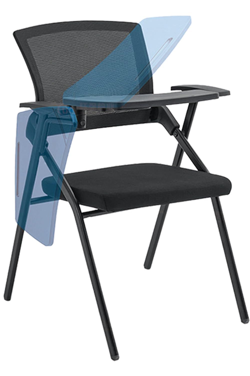 軽量 アームレスト エルゴノミク ブラック クッション ひじかけ ミーティングチェア 折り畳み テーブル付き椅子 TSdrena