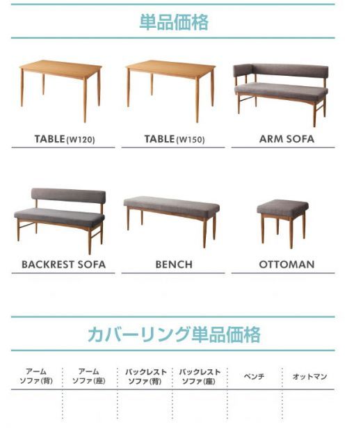 別売りバックレストソファ用カバー 背部分