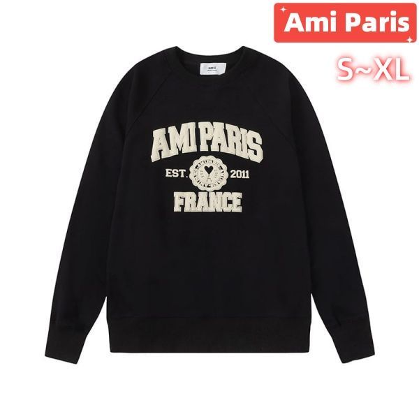 新品アミパリスamiスウェット トレーナーSサイズ　黒ブラック AMI Alexandre Mattiussi ami paris アミ パリス スウェット BFUSW001