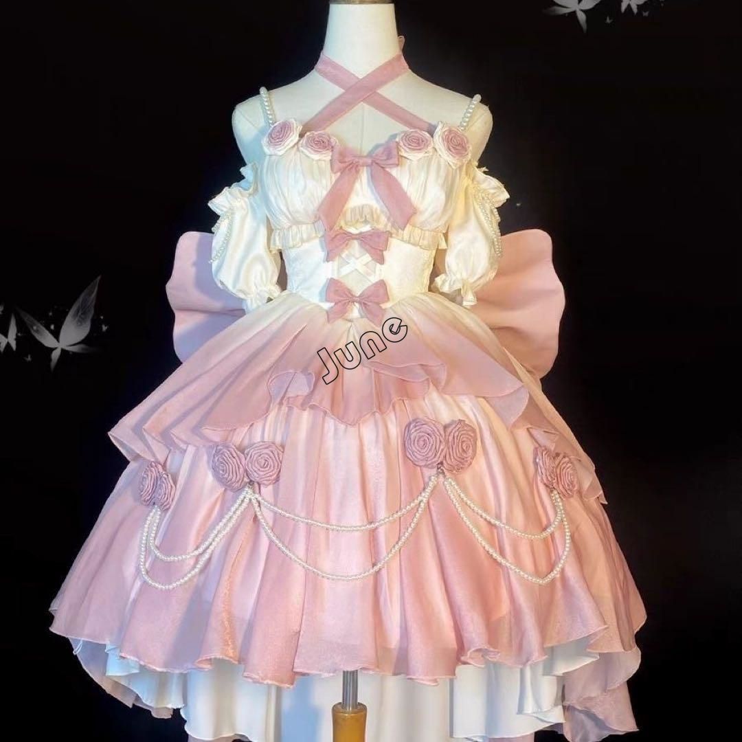 コスプレ ゴスロリ・ロリータドレス ピンク フリル かわいい
