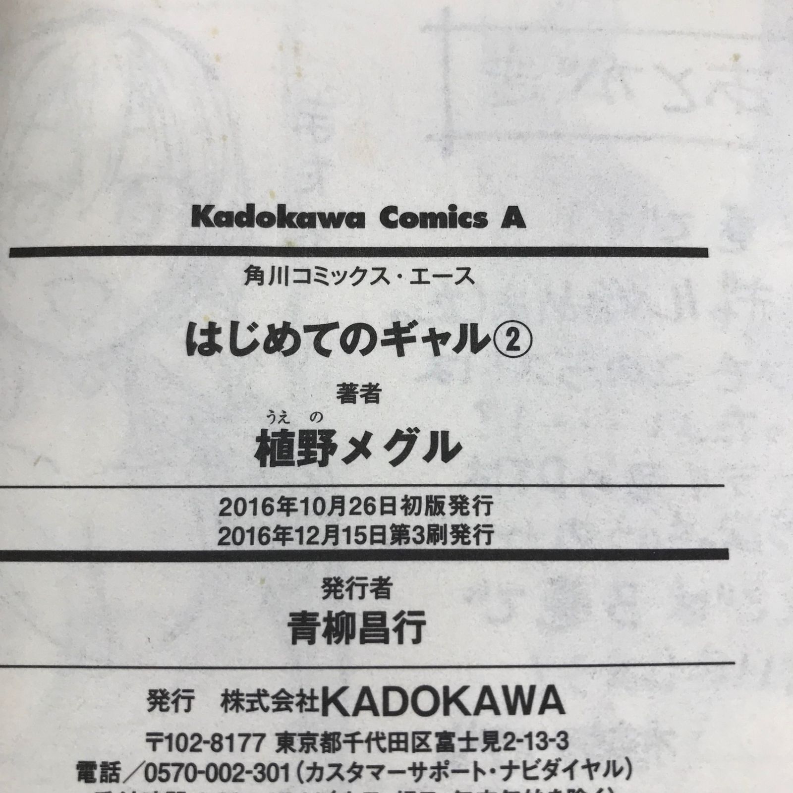 はじめてのギャル 2巻/【作者】植野メグル/GF-0225037967-YP/GF10451