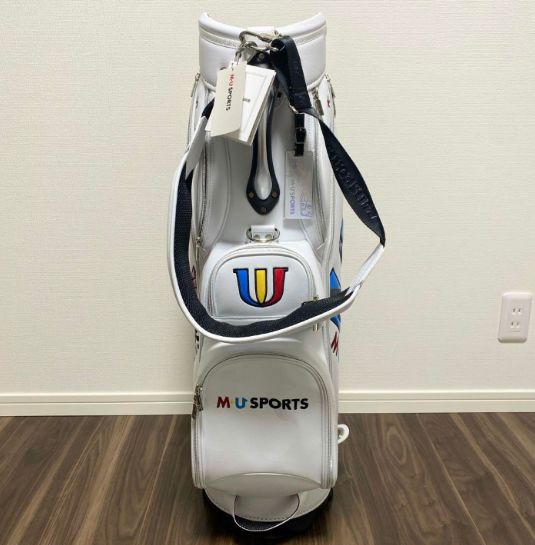 MU SPORTS Wマーク軽量キャディバック ゴルフ 9.0型 白 新品】MU SPORTS Wマーク軽量キャディバック ゴルフ 9.0型 白