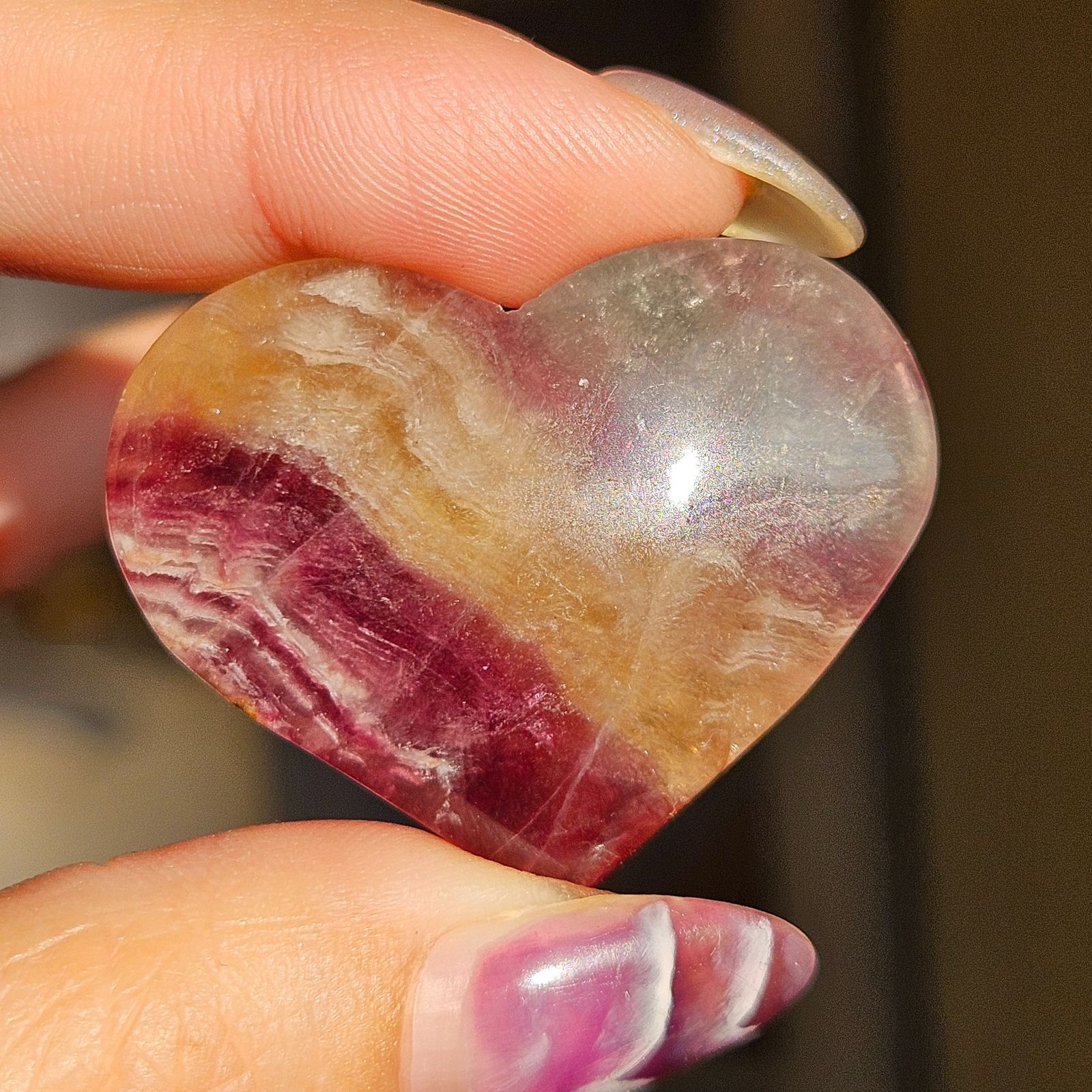 あ〜きゃん♬様　キャンディーフローライト　大きめハート　握り石 キャンディフローライト✨ハート❤ - メルカリ