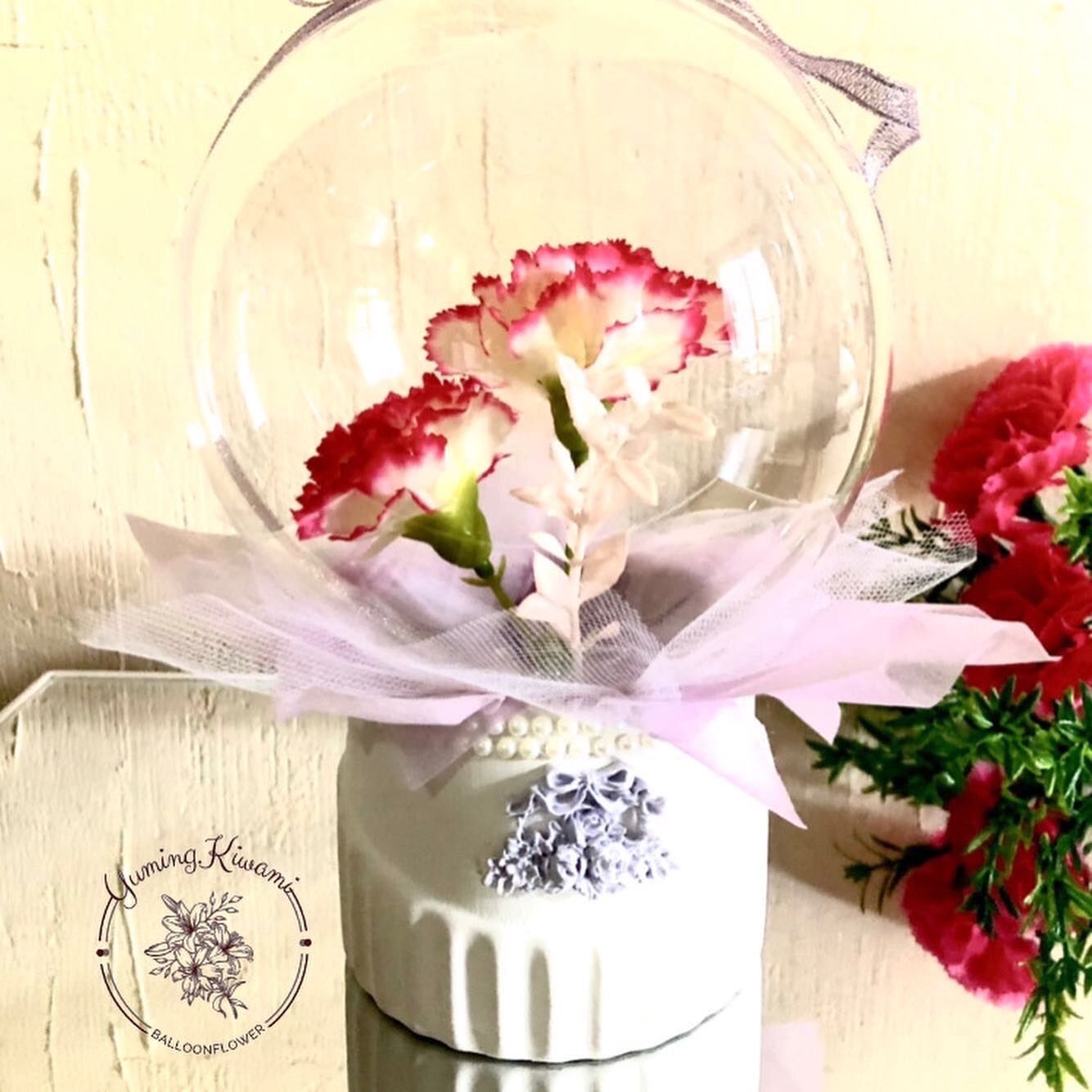 メルカリshops 名前入り母の日ギフト バルーンフラワー カーネーションアレンジ フラワーバルーン