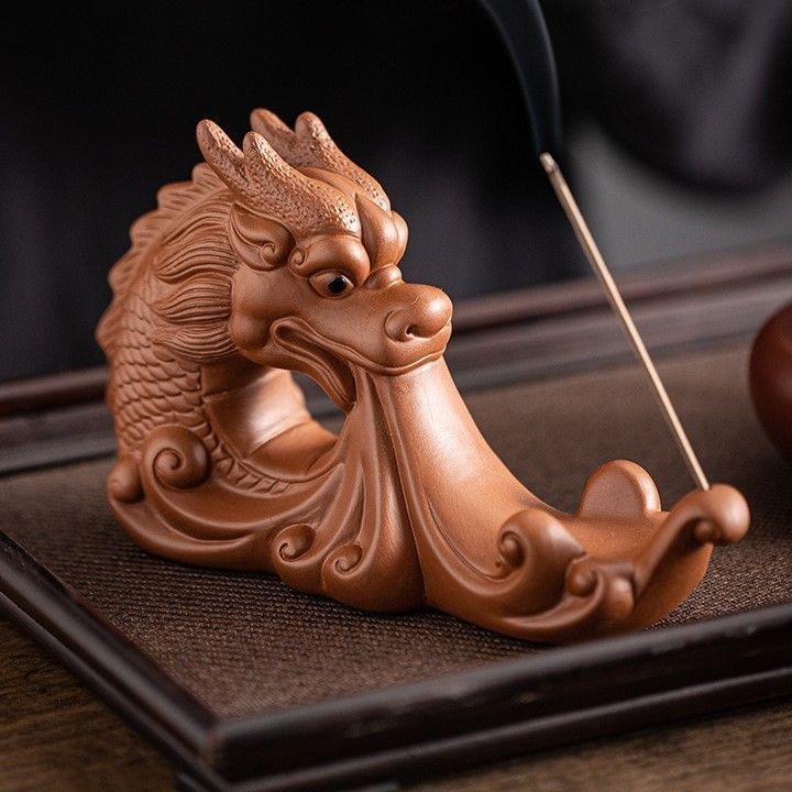 香炉　線香立　置物　器　龍 縁起物 龍お香立て 香皿 仏壇用皿 香炉 線香皿 香立 お線香立 横