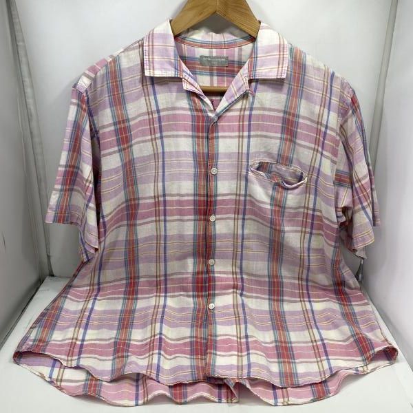 COMME des GARÇONS ピンクチェック長袖シャツ XS COMME des GARÇONS ピンクチェック長袖シャツ XS 綿ストライプ×綿