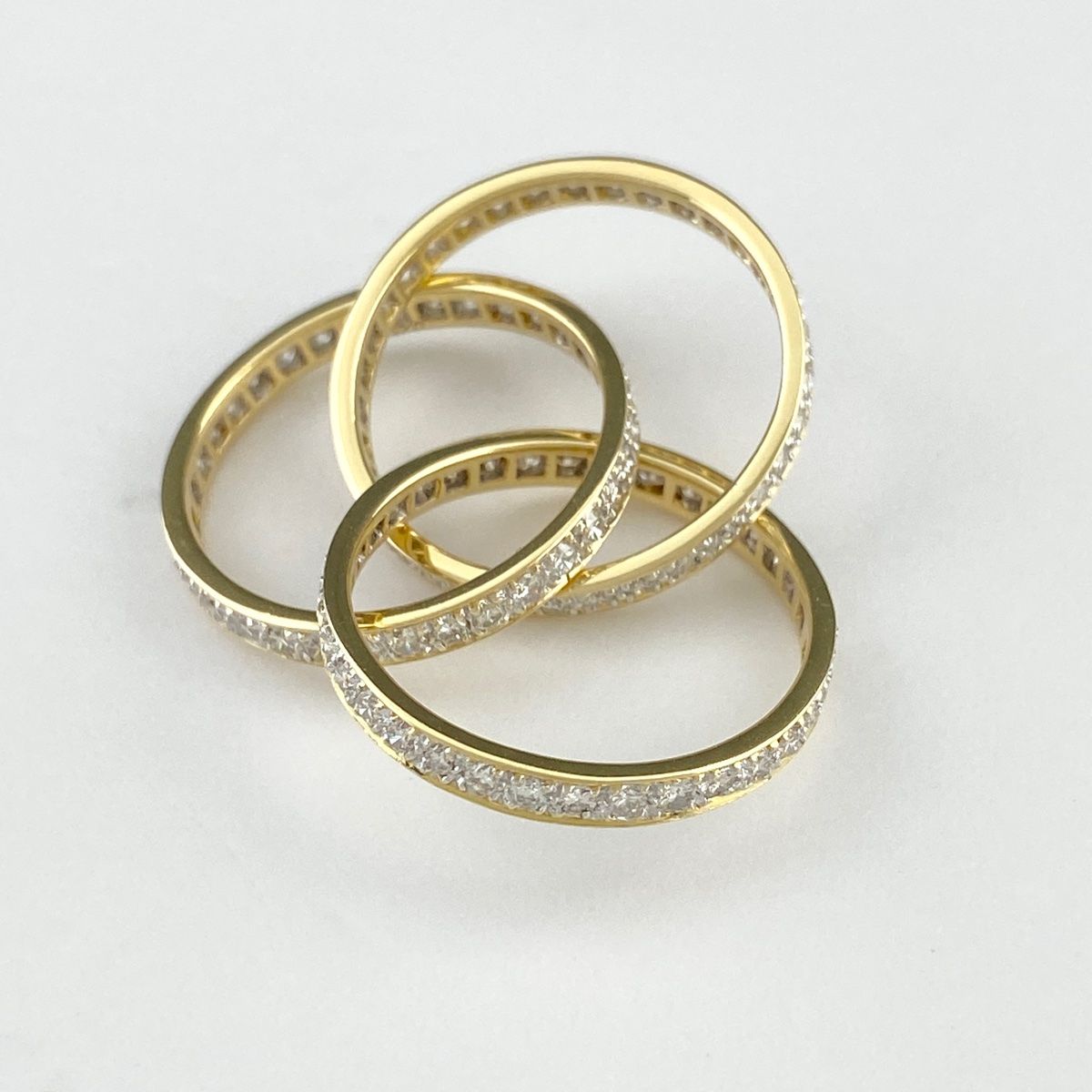 メレダイヤ デザインリング YG イエローゴールド 3連 リング 13.5号  