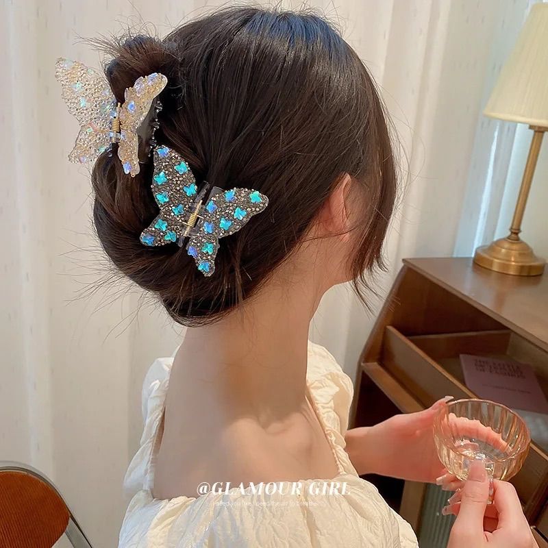 色選べる 蝶々 バタフライ バンスクリップ ヘアクリップ ヘア